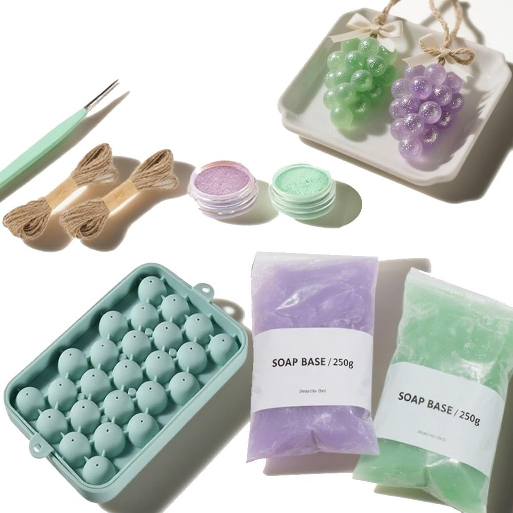 DIY Grape Soap Making Kit for Beginners, Complete Handmade Craft Set with Mol...