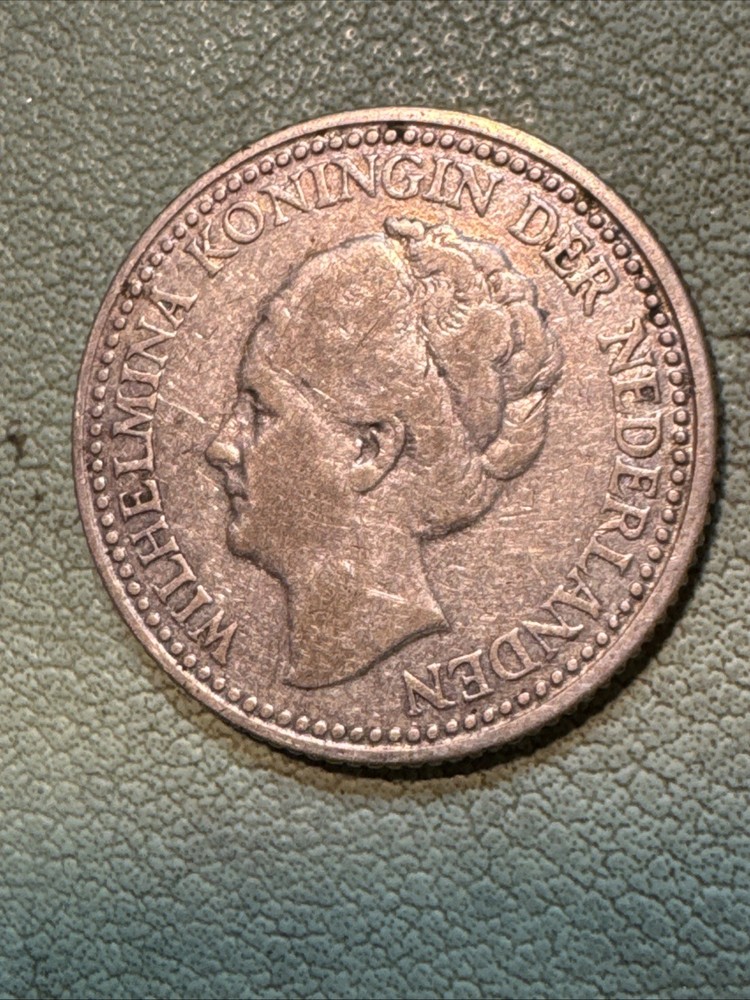 NETHERLANDS 1/2 GULDEN 1921 KM#160 Silver