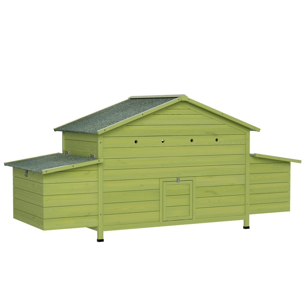 11.12 ft² Wooden Chicken Coop 2 Free-Range Doors 2 Nesting Boxes & Perch