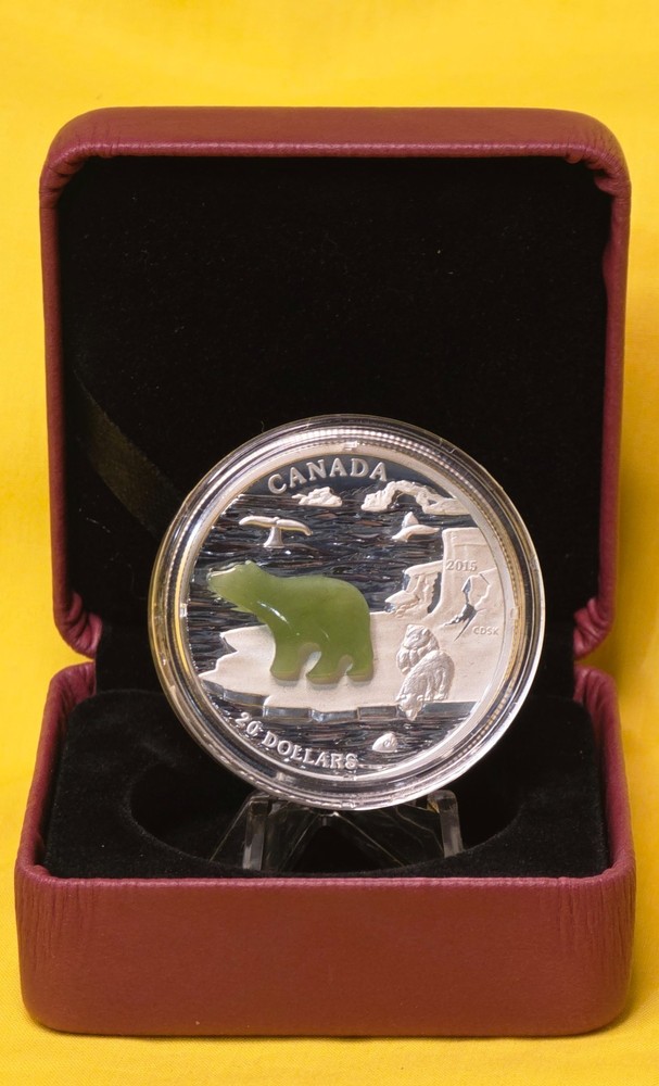2015 Canada Jade Polar Bear 31.39g Silver - Proof With Box & COA