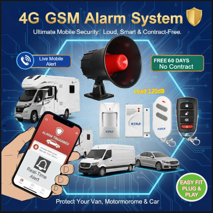Motorhome Caravan Remote Alarm Security System Wireless Sensor Mobile Live Alert