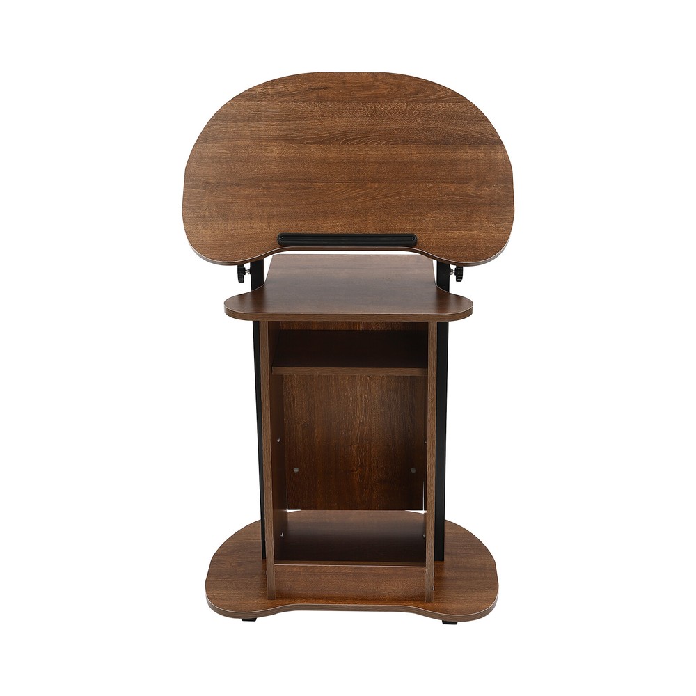 Height Adjustable Mobile Presentation Stand with Storage and Wheels