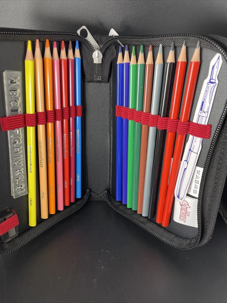Scooli Avengers Zip Around Pencile Case W/ Color Pencils, Ruler , Easer,Sharpene