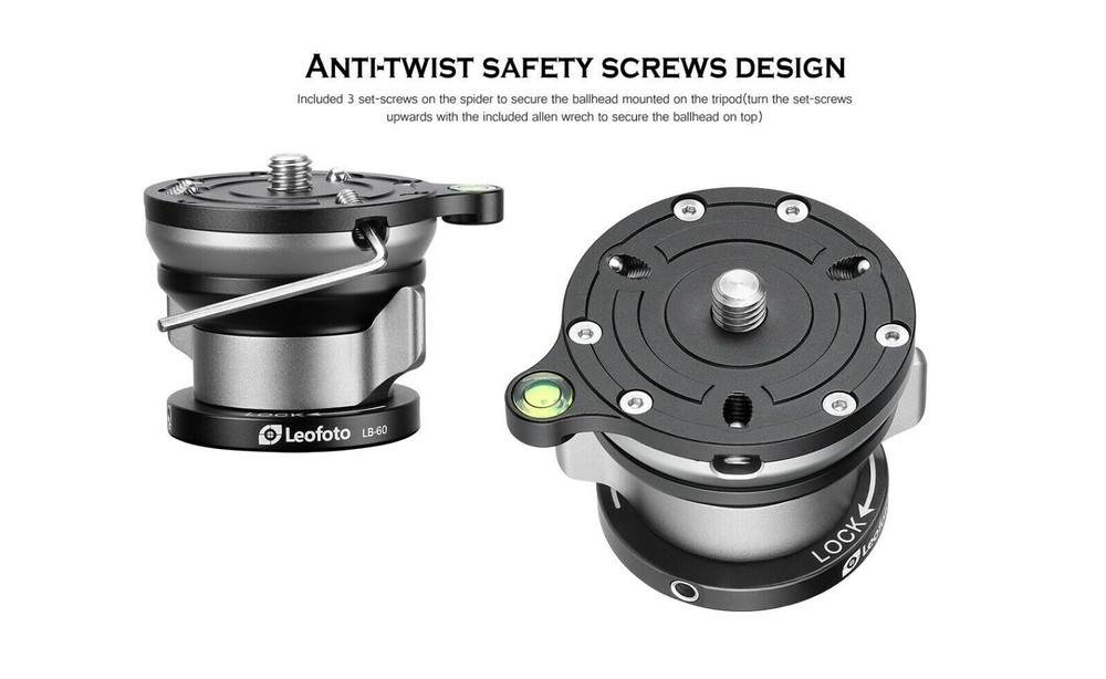 Leofoto LB-60N 60mm Leveling Base with Butterfly Handle