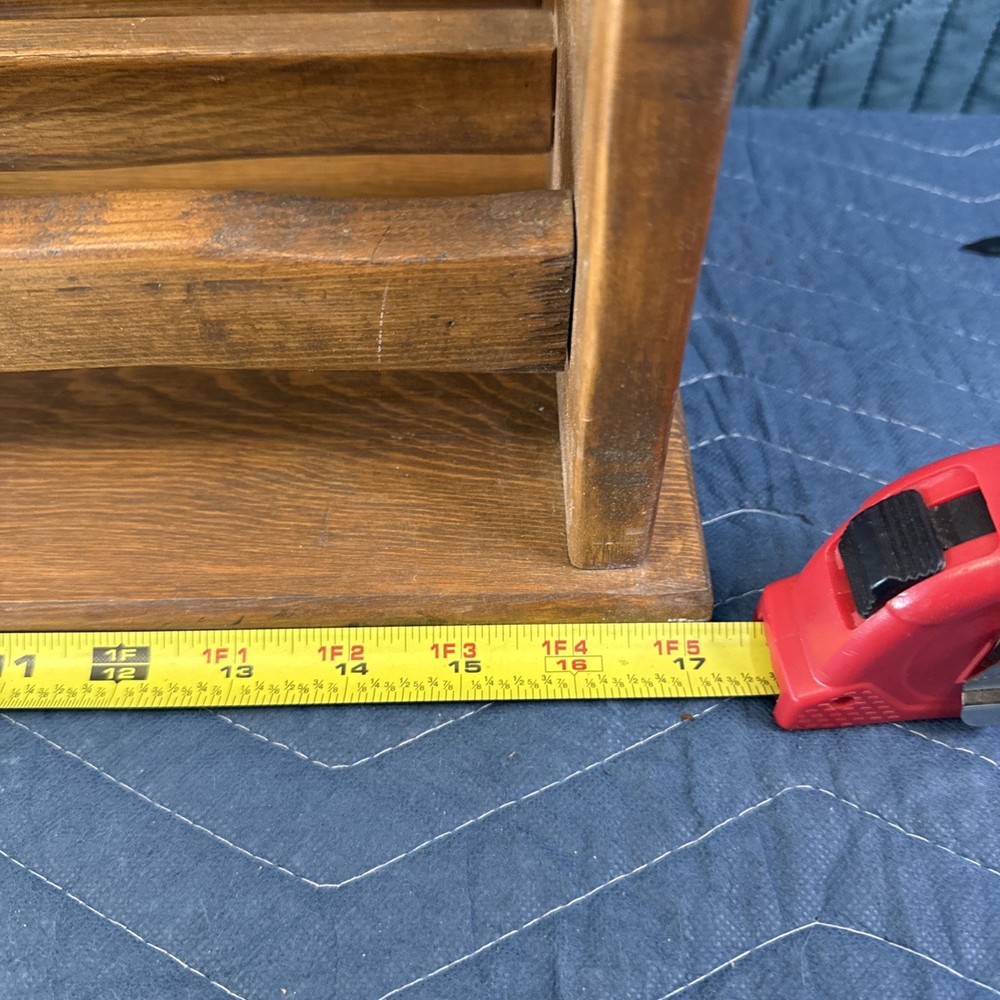 VINTAGE Solid Wood Magazine Rack Stand W/ Handle Portable