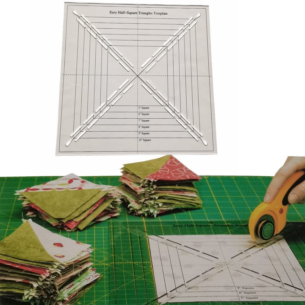 Easy Half-Square Triangles Template Ruler for Sewing Quilting