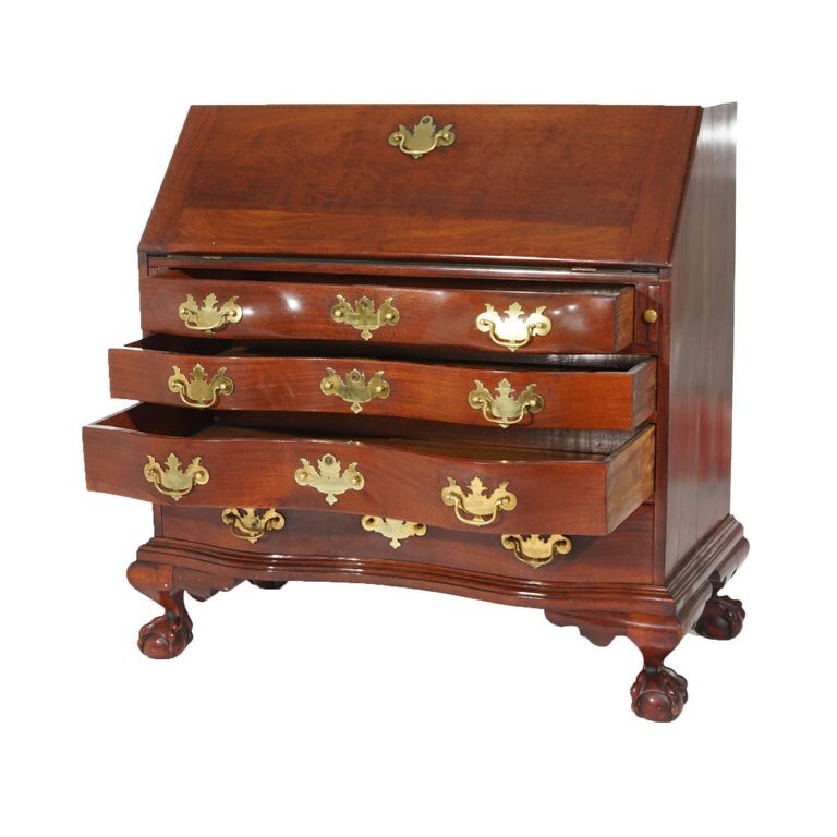 Chippendale Style Mahogany Serpentine Drop-Front Desk 20thC