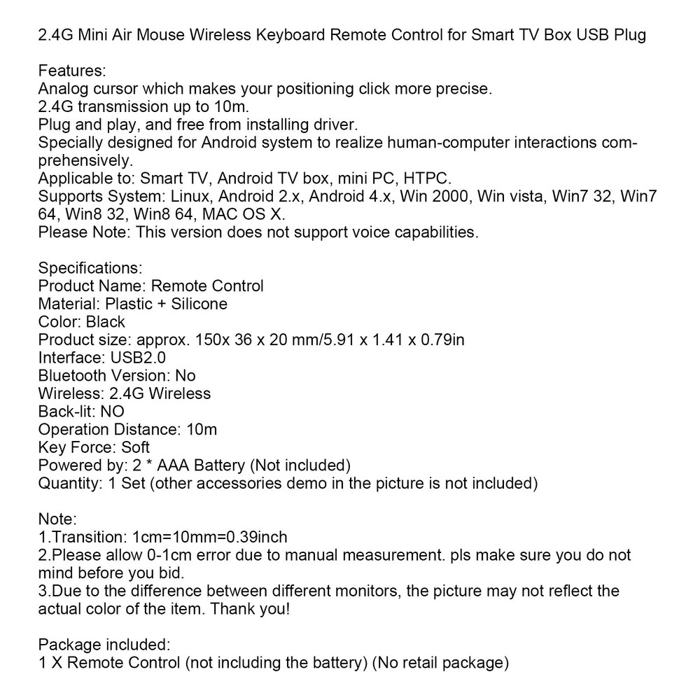 🚀2.4G USB Mini Air Mouse Wireless Keyboard Remote Control For Android TV box PC