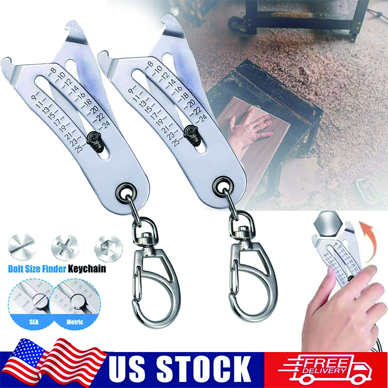 3/2PACK Precise Thread Size Checker Keychain Bolt Size Checker Keychain Manual