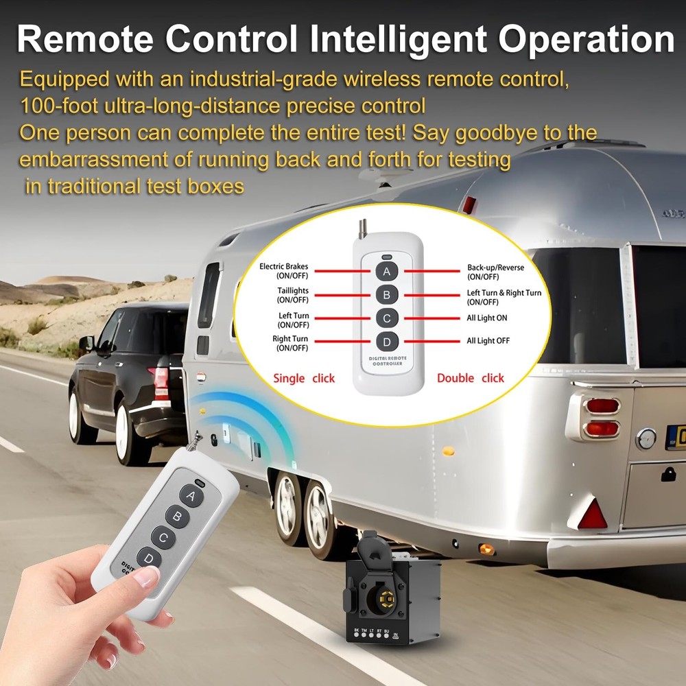 Portable Trailer Light Tester Box with 12V 10Ah Battery,Wireless Remote Control