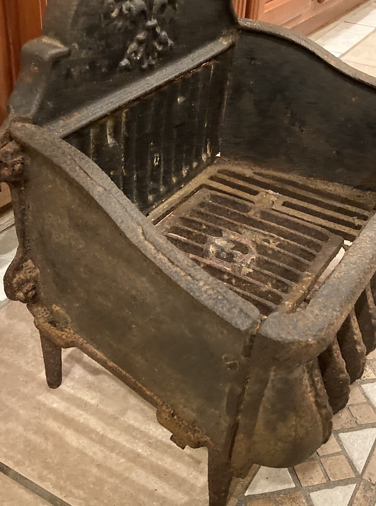 Victorian Cast Iron Coal Fireplace Basket Original