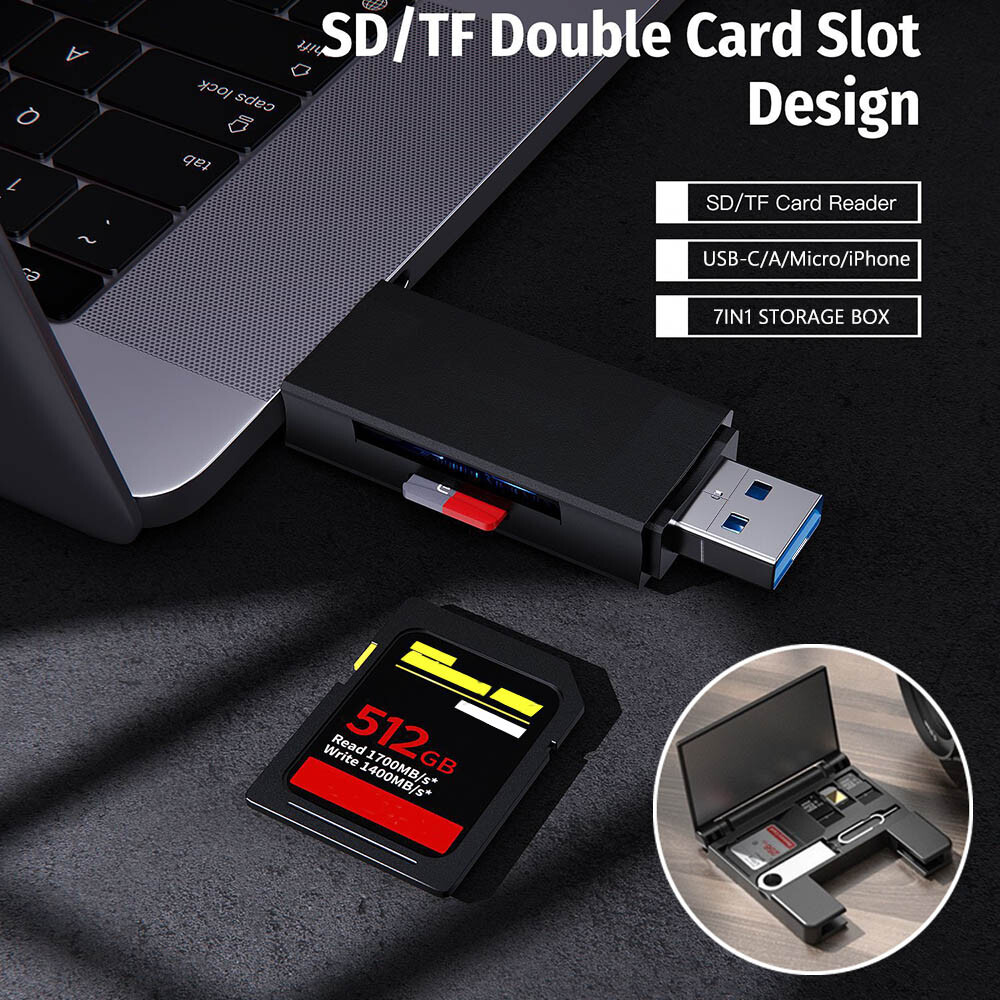 Card Reader USB-C3.1Micro SD TF OTG Smart Memory Adapter PC Android Phone iPhone