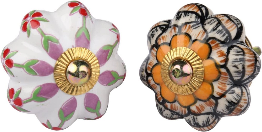 Ceramic Door Knobs Handles Mulit Color Knobs Drawer Pulls Cupboard Set 10 Pc