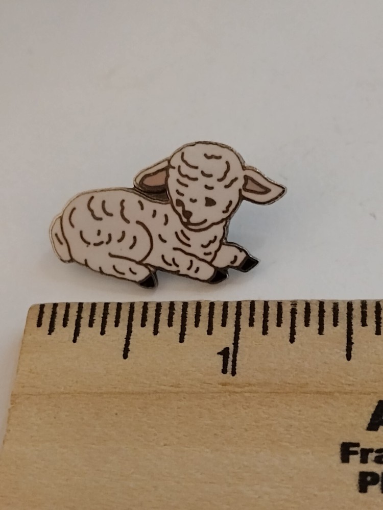 White Lamb Sheep Lapel Tack Pin