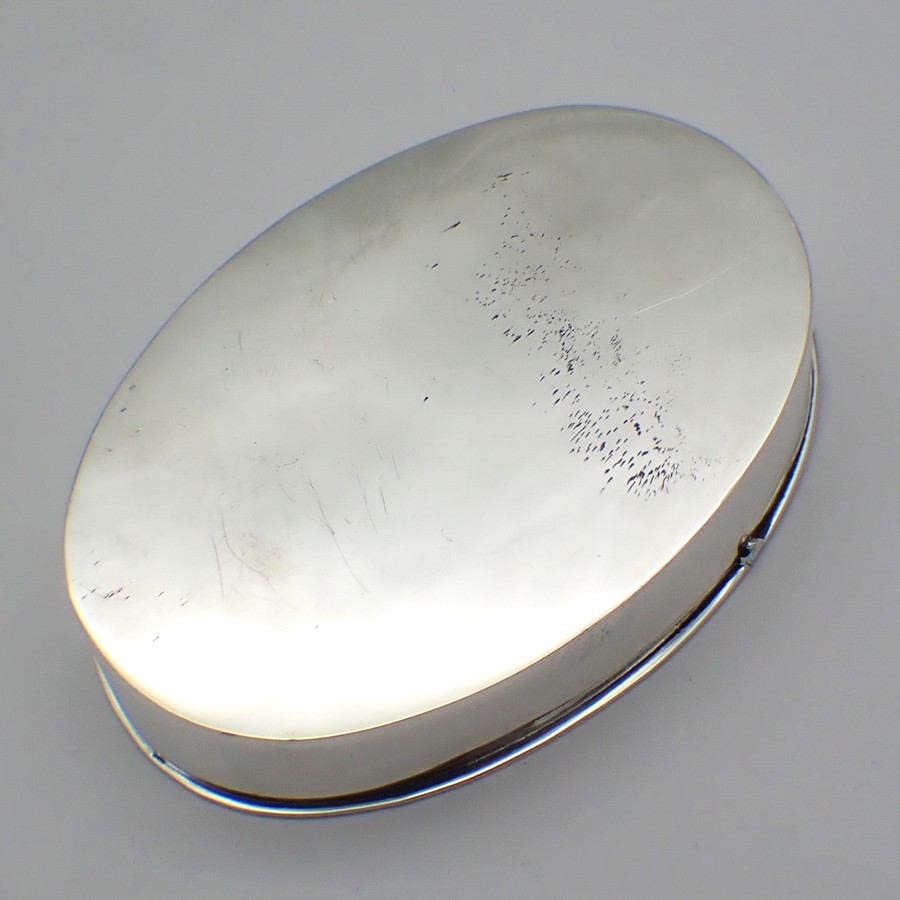 Oval Two Compartment Pill Box Sterling Silver