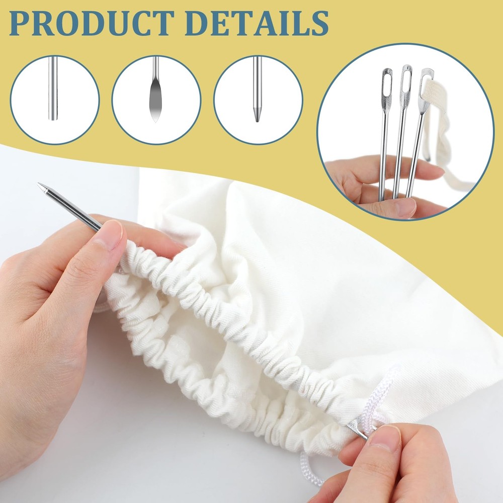 Drawstring Threader Tool Set, Stainless Steel Sewing Loop Turner Hooks with