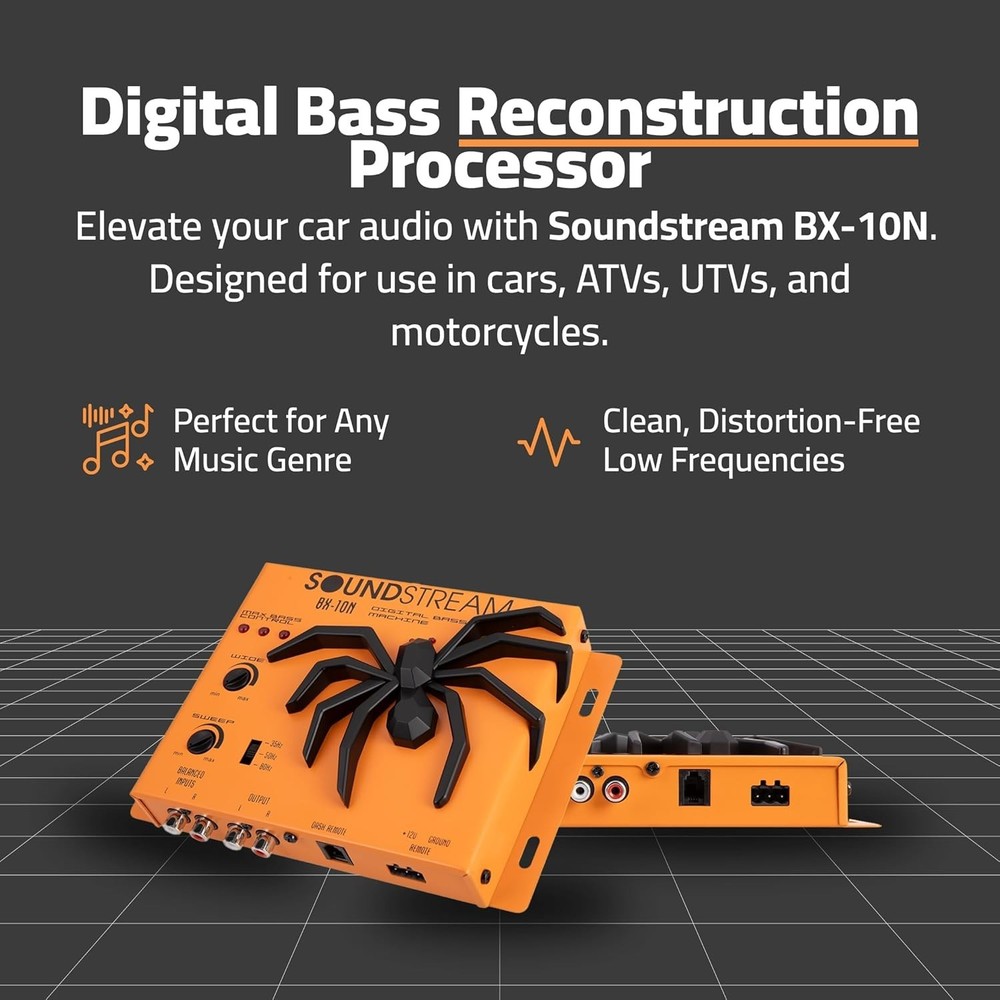 BX-10N Bass Restoration Processor: Parametric Equalizer for Car Audio - Orange