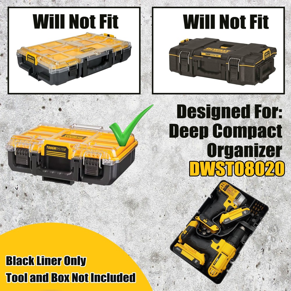 DeWalt 20V MAX Drill & Impact Organizer Insert DCD771 DCF885 Deep DWST08020
