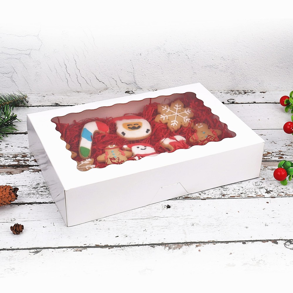 30-Pack Bakery Boxes with Window, 12" x 8" x 2.5", Cookie Boxes, Auto-Popup T...