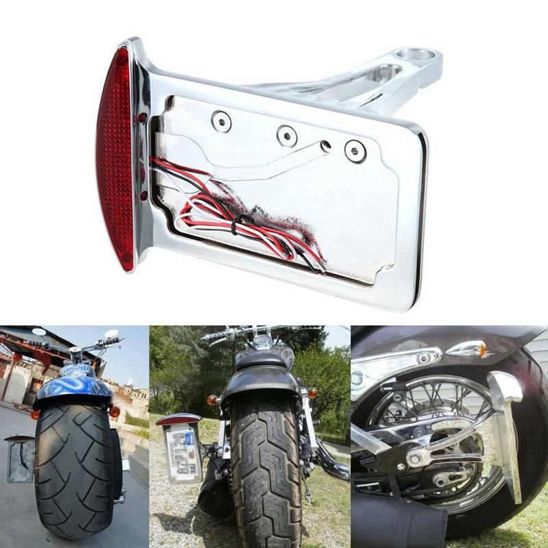 Vertical Side Mount License Plate Holder Bracket Tail Light for Harley Custom US