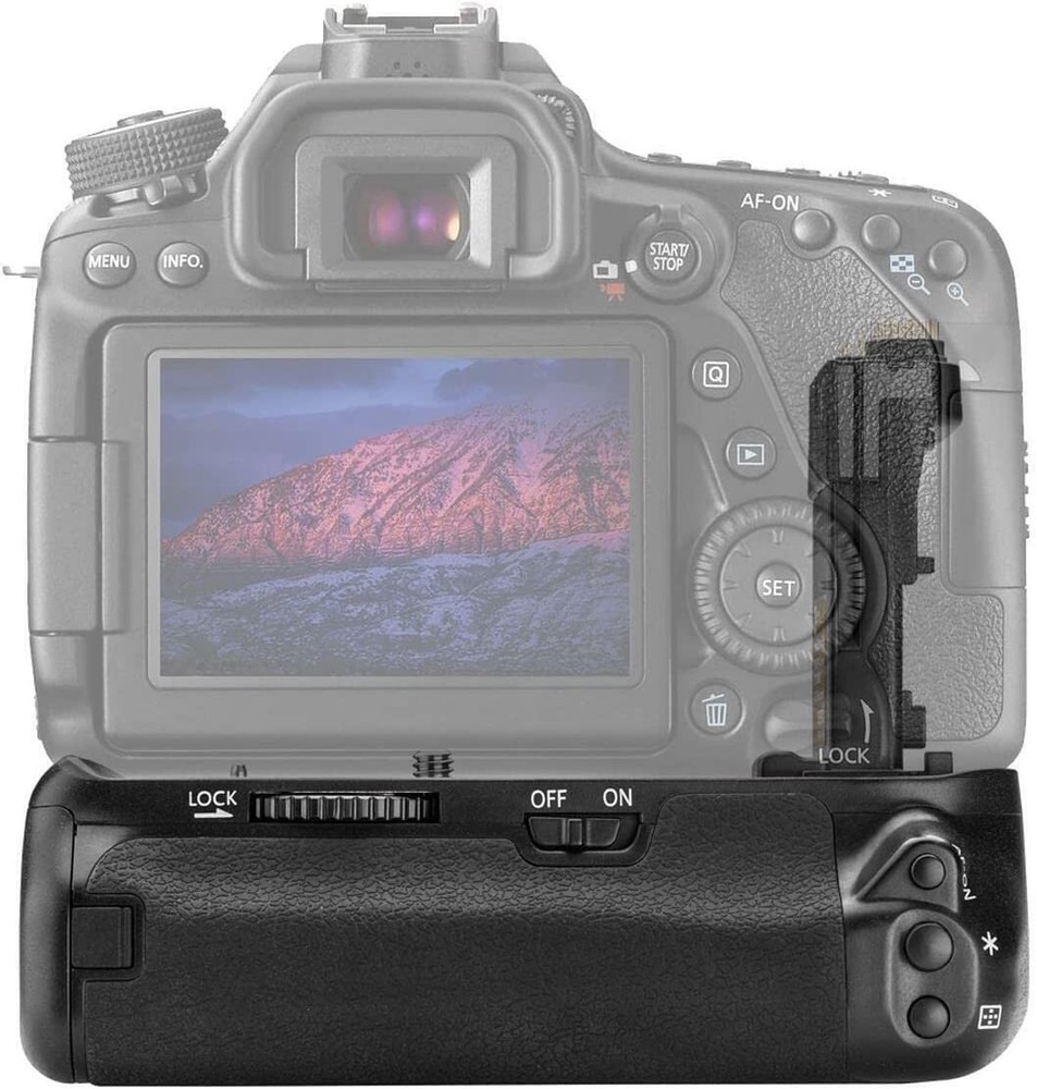 BG-E14 Battery Grip Replacement for Canon EOS 70D, 80D, 90D + 2 LP-E6N Batteries