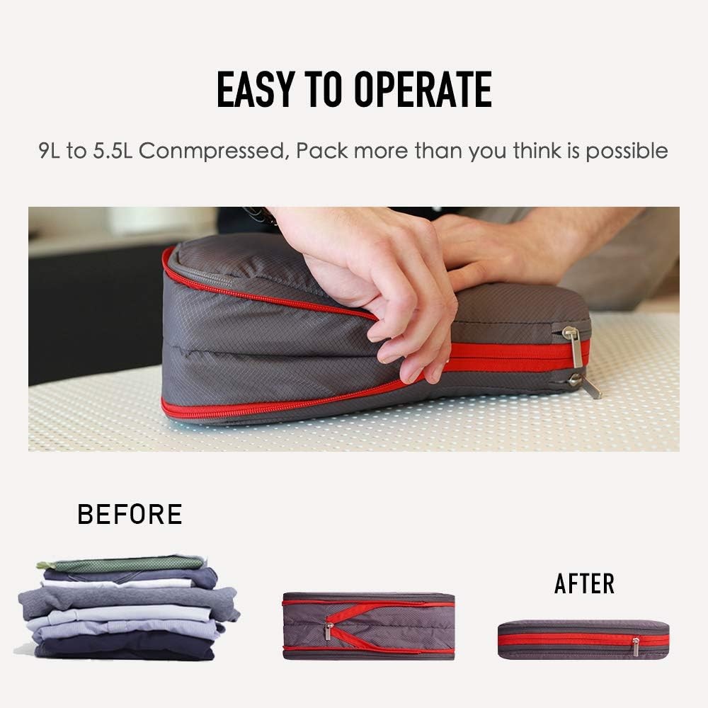 BeeNesting Waterproof Compression Packing Cubes 5/6/8 sets, Large Travel Pack...