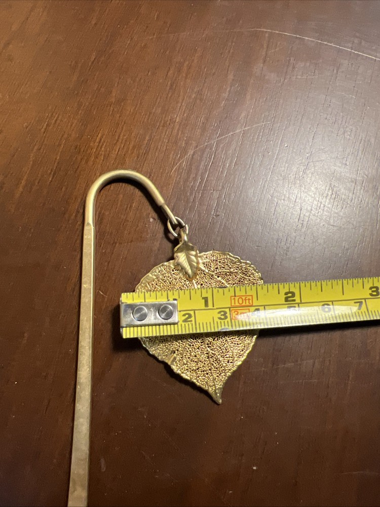 Gold Tone Leaf Bookmark, 6”
