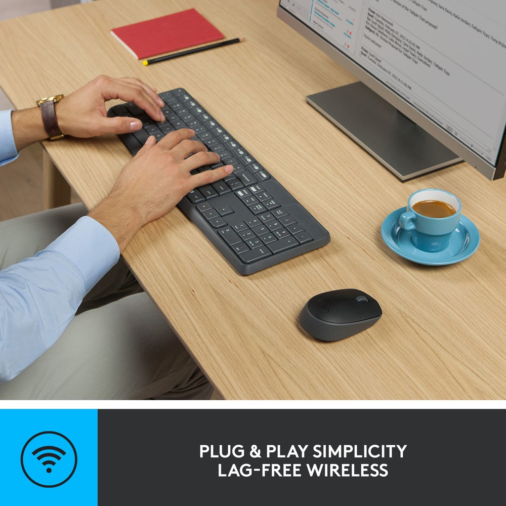 Logitech - MK235 Wireless Keyboard and Optical Mouse Bundle for PC - Black