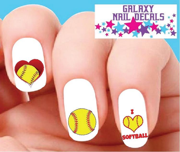 Waterslide Nail Decals - Set of 20 Softball Assorted