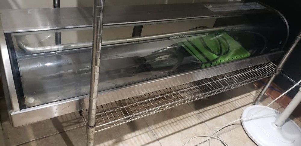 countertop curved glass sushi bar