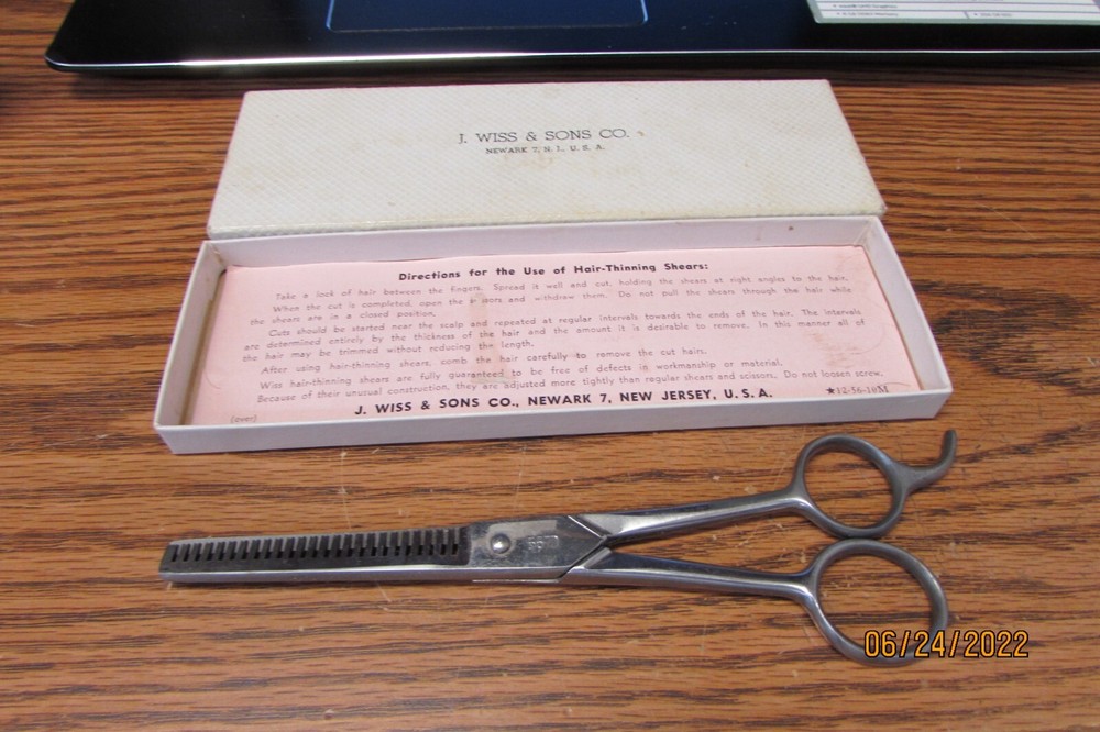 vintage wiss 567d hair thinning shears with original box