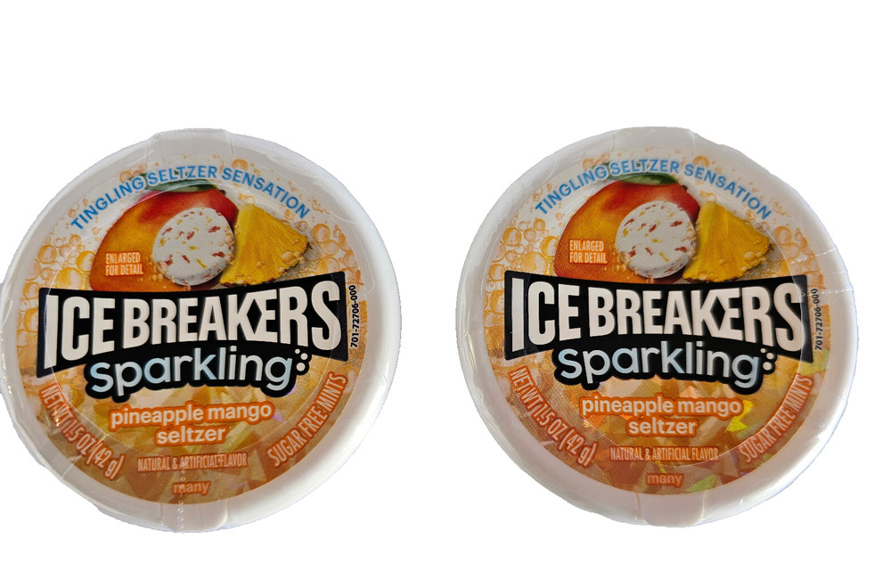 Ice Breakers Sugar Free Mints Sparkling Pineapple Mango Seltzer (2)  1.5 oz ea