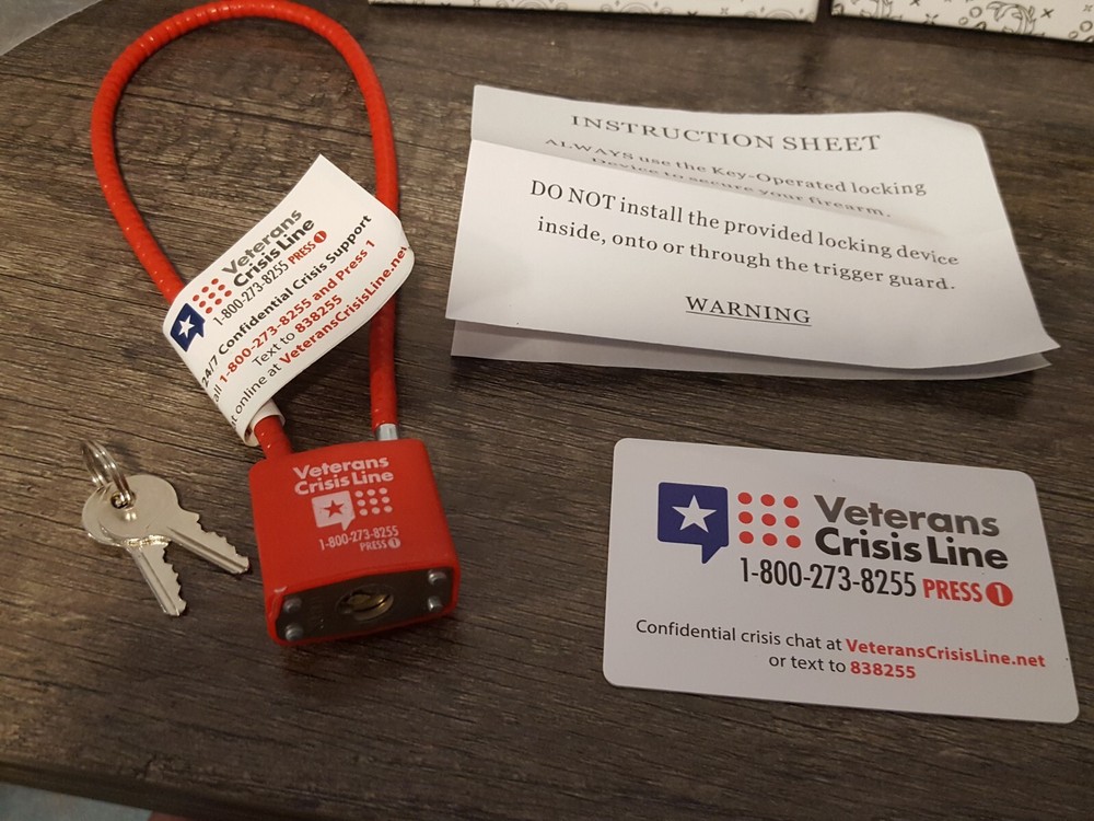 Veteran Crisis Line Cable Gun Lock + 2 Keys - 2 Sets