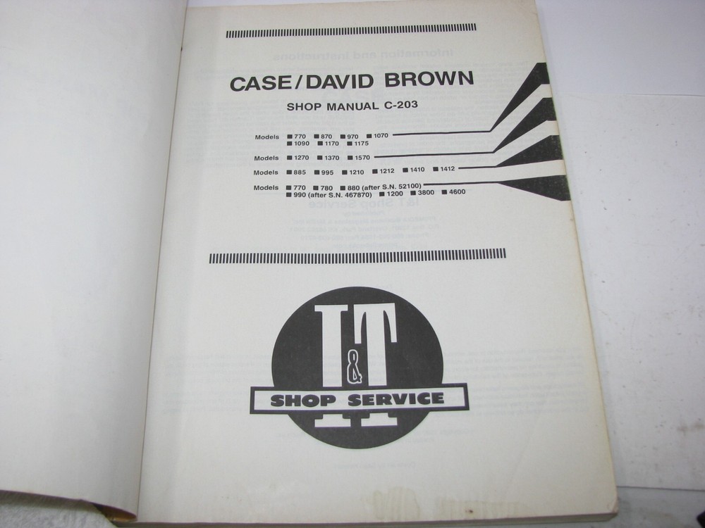 JI Case and David Brown Shop Manual