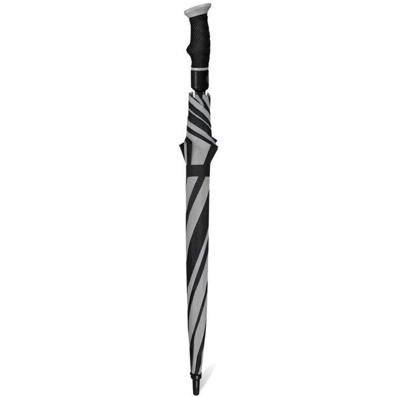 Double Canopy Golf Umbrella Auto Open Close Gray Black Wide Space Grip EUC New