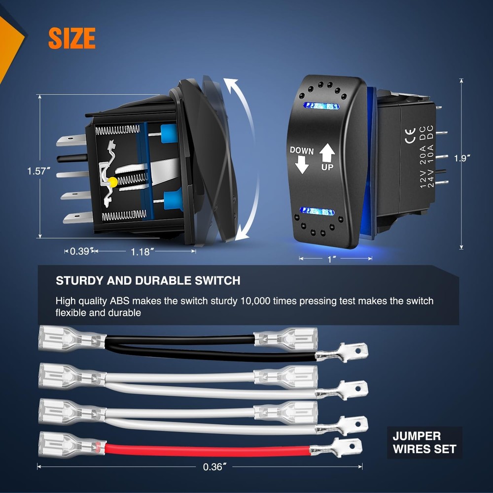 Nilight Down Up Polarity Reverse Blue LED Switch DPDT w/Holder