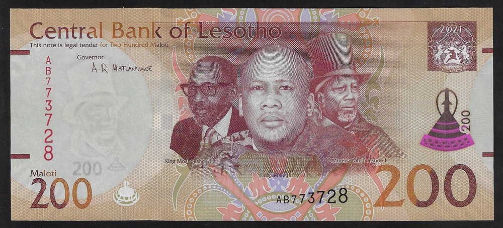 Lesotho 200 Maloti 2021 P- 30 UNC