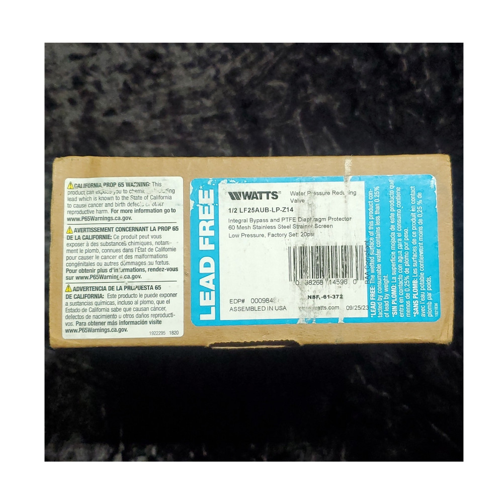 Watts LF25AUB-LP-Z14 Water Pressure Reducing Valve 1/2" Brass 10-35 psi