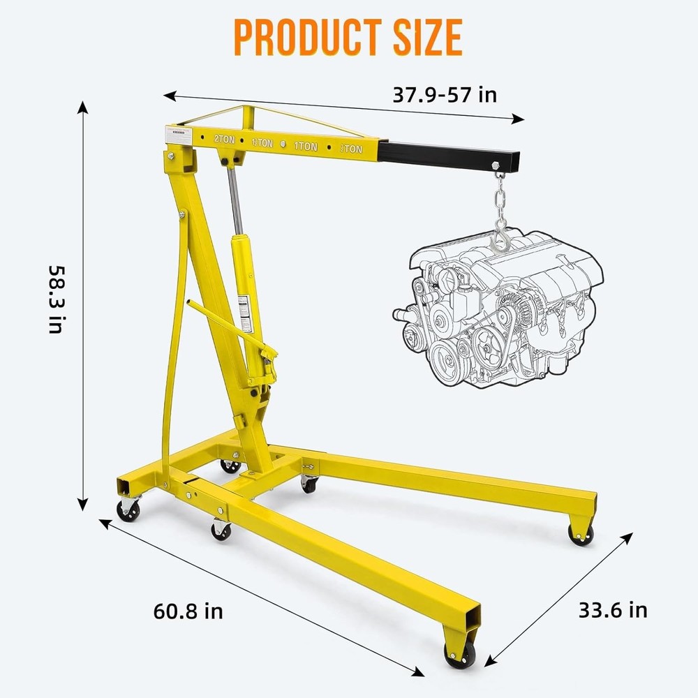 Cherry Picker Engine Hoist,Folding Engine Crane,2 Ton 4400lb Engine Hoist Lift..