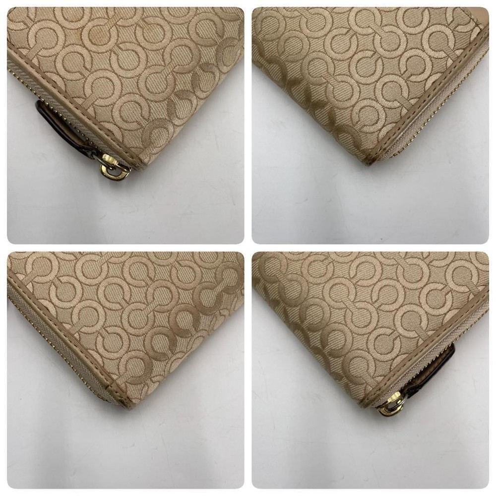 Authentic Coach Long Wallet, Leather, Beige, Signature
