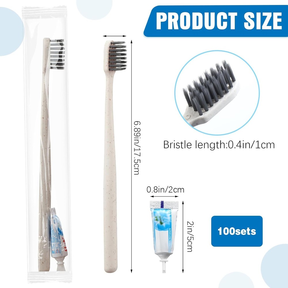 Uiifan 100 Sets Disposable Toothbrushes with Toothpaste Bulk Individually...