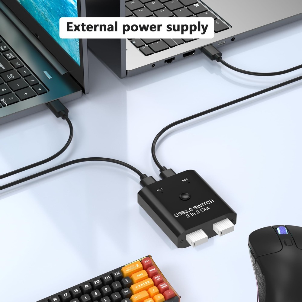 2 in 2 Out USB 3.0 Switch, Switcher for 2 Computers Sharing Keyboard,...