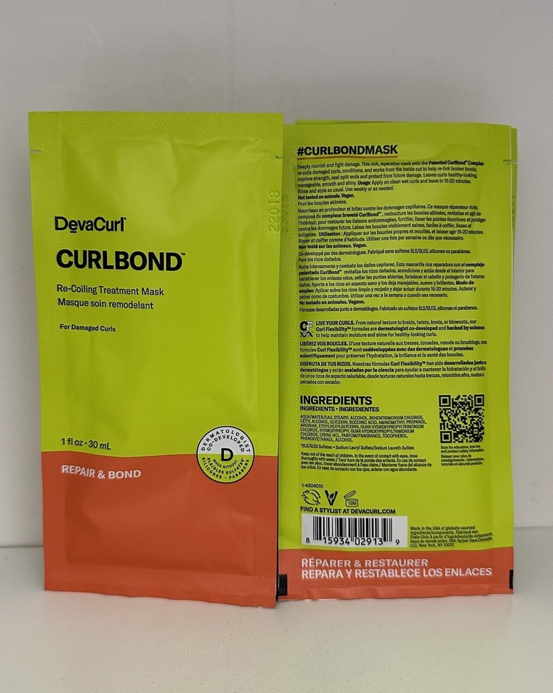 DevaCurl CurlBond Re-Coiling Treatment Mask 1 oz ~ 10 Sample Packs ~