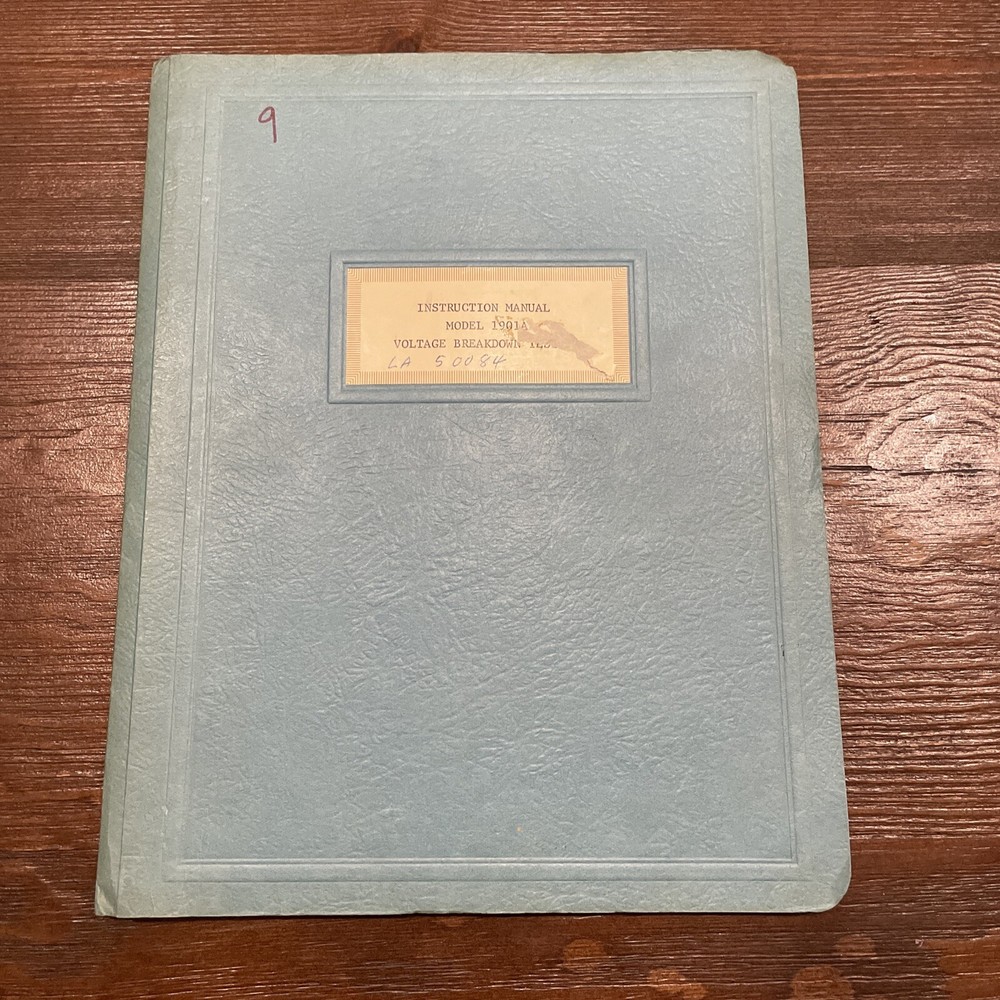 Microdot Model 1901A Voltage Breakdown Tester Instruction Manual IM 1094