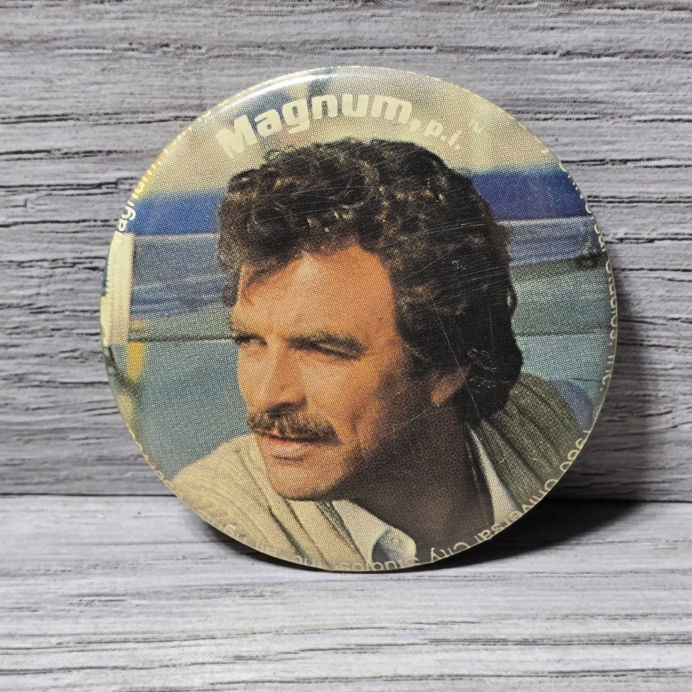 1980 Magnum PI 1.75" Pinback Button Tom Selleck Universal Studios
