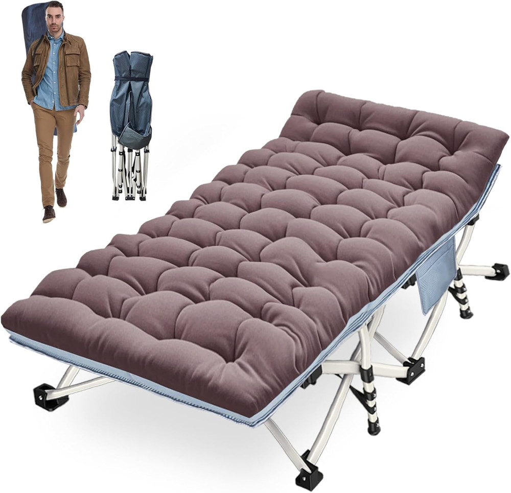 COLMERD XXL Camping Cot Oversize Sleeping Cot with Comfortable Mattress Extra La