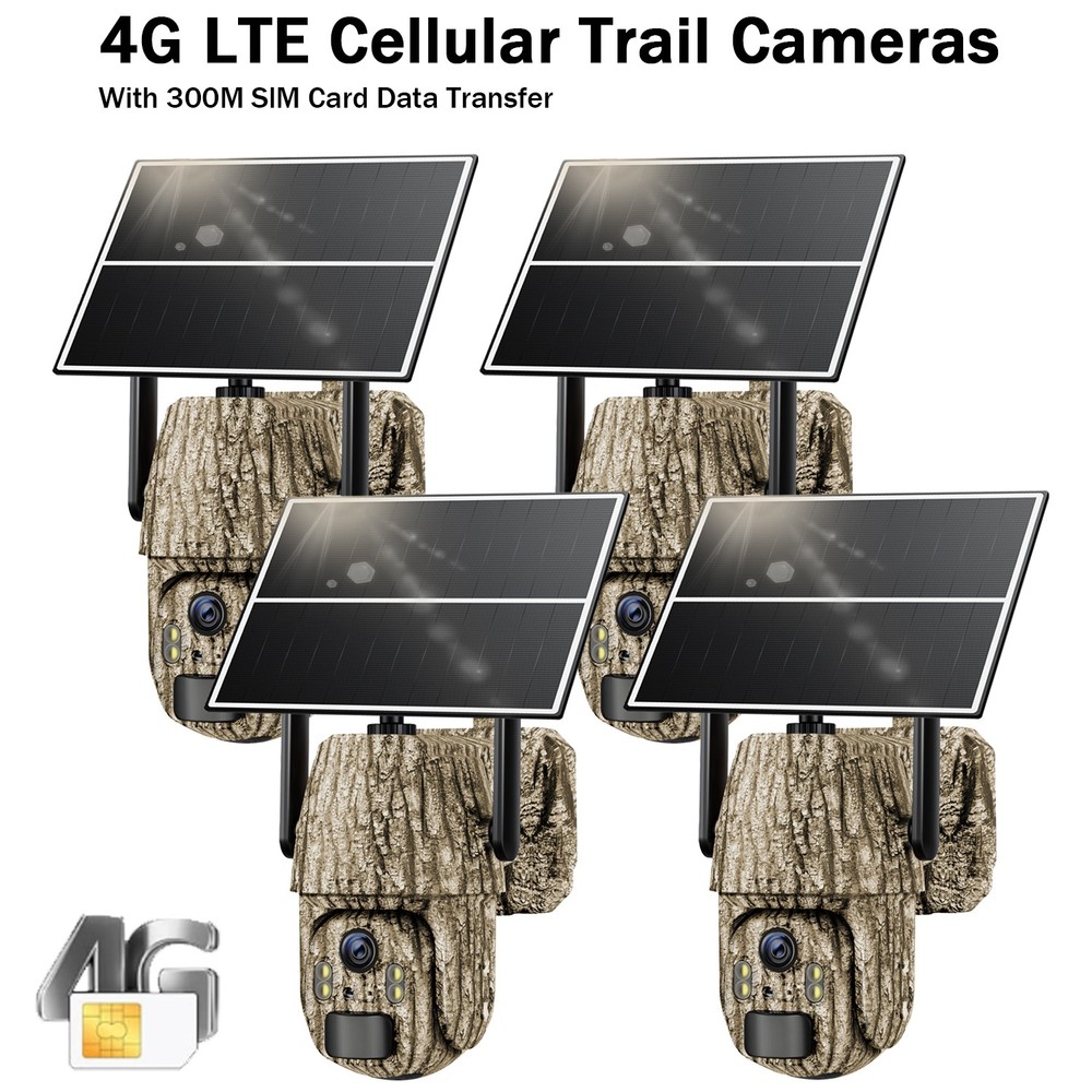 GMOX 4G LTE Cellular Solar Surveillance Security Camera 2K UHD Live View 4/2Pack