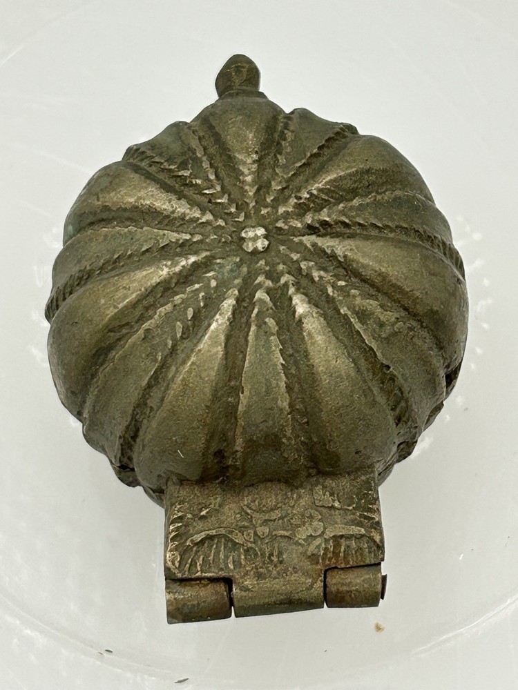 Antique Brass Small Lime Paste Chuna Box Original Old Hand Crafted Engraved