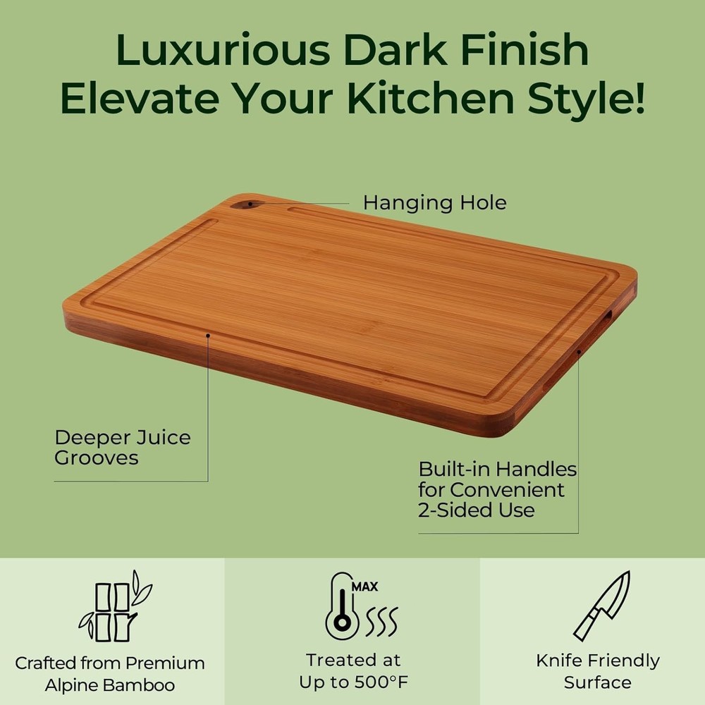 KeeCHEE® 4-Pcs Dark Carbonized Bamboo Cutting Board