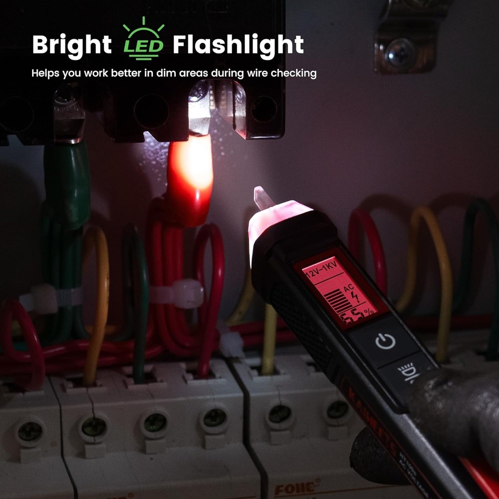 Compact Non-Contact Voltage Tester - Dual Range AC 12V-1000V with LCD Display